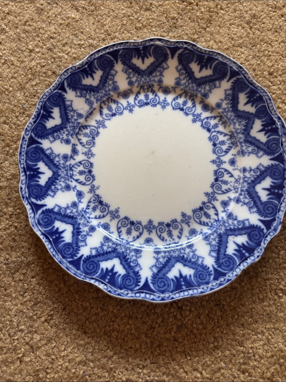 J Kent Blue & White Decorative Porcelain Dinner Plate